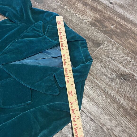 VIntage Blazer Womens 7/8 Green Velvet Mark Hober 70s Prep Royal Irish Christmas - Picture 15 of 15
